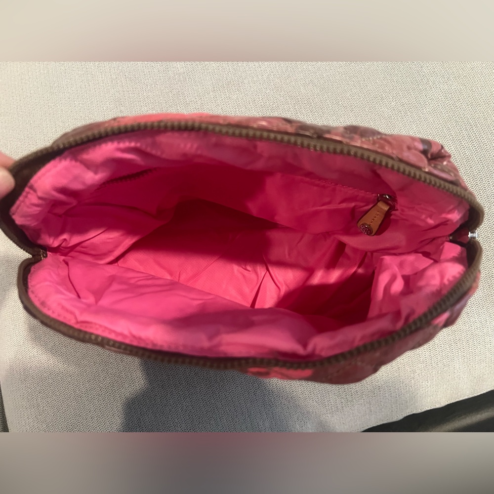 MZ Wallace Pink and Brown Camo Mica Quilted Cosmetic Case - Picture 3 of 9